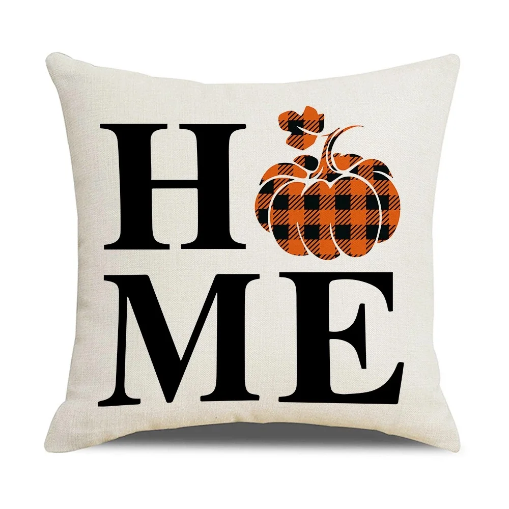 Fall Pumpkin Cushion Covers 18x18 Inch Farmhouse Decor Thanksgiving Buffalo Check Linen Throw Pillow Covers Happy Thanksgiving Fall Pumpkin Cushion Covers 18x18 Inch Farmhouse Decor Thanksgiving Buffalo Check Linen Throw Pillow Covers Happy Thanksgiving