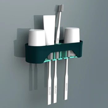 

Toothbrush Holder Wall-mounted Toothpaste Toothbrush Holder with Cup for Bathroom Nail-free Bathroom Accessories Sets