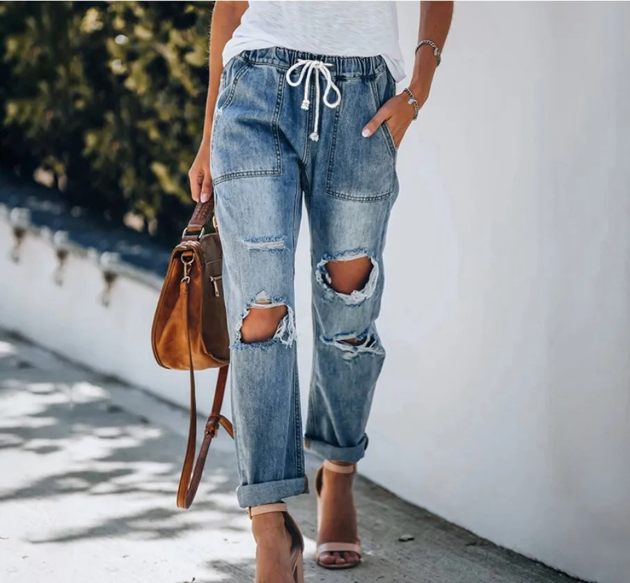 

Elastic Waist Harem Jeans