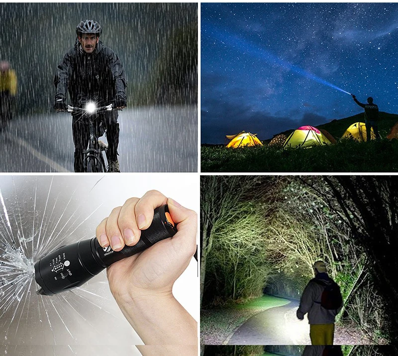 red flashlights Led flashlight Ultra Bright torch CREE XTM-T6 waterproof Zoomable 18650 Battery Outdoor Camping Powerful Rechargeable Flashlight most powerful flashlights