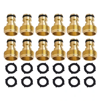 

12 Sets Garden Hose Quick Connector 3/4 Inch Brass Male Thread Hose Nozzle Quick Connect Adapter