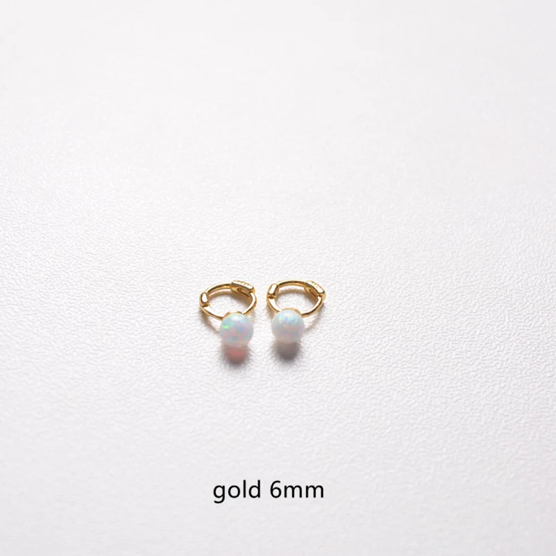 1 pair gold 6mm Серьги из стерлингового серебра 925 пробы, простые мини-серьги с опалом, круглые серьги с пряжкой, милые модные ювелирные изделия для девочек - Окраска металла: 1 pair gold 6mm