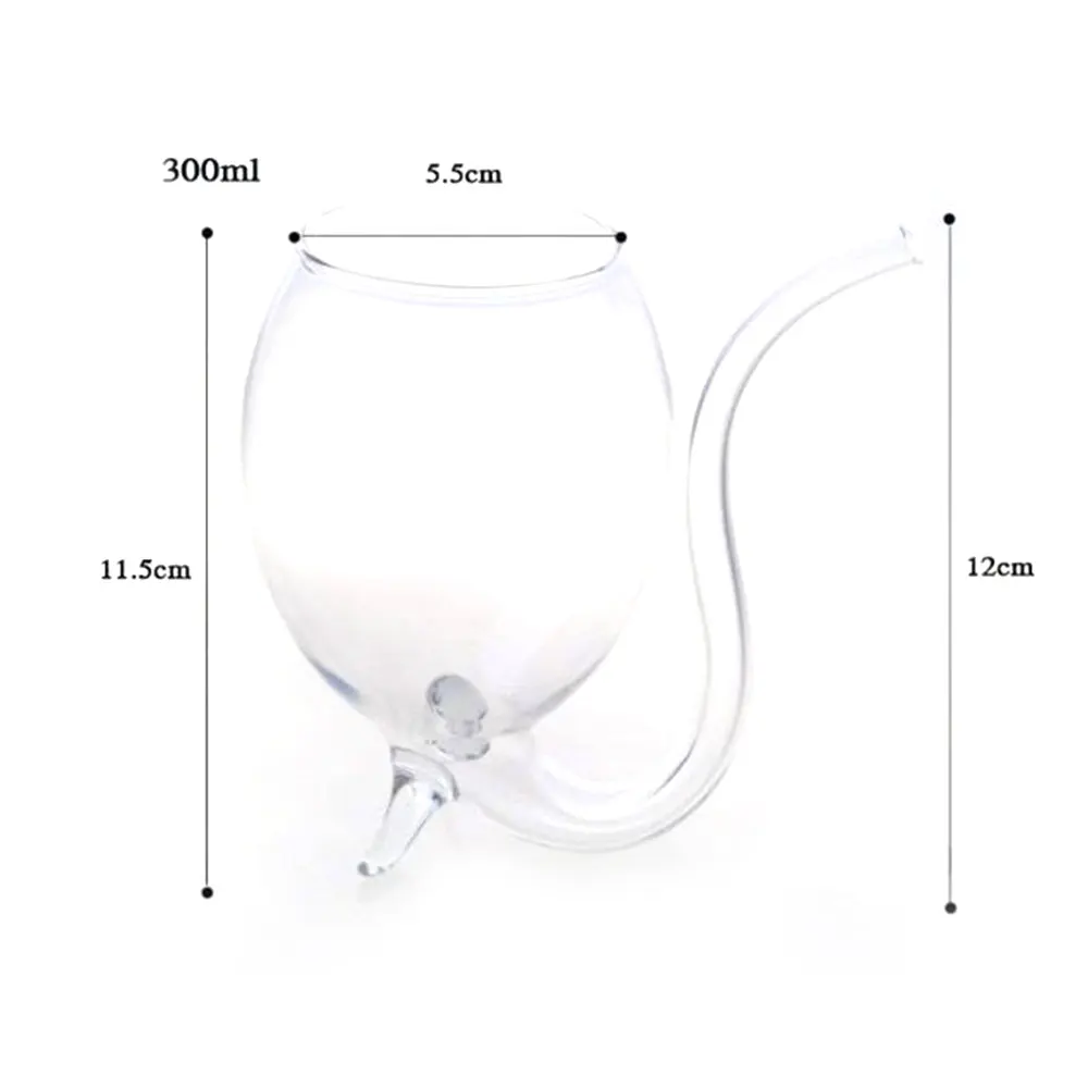 1PC Wine Whiskey Transparent Glass Cup Heat Resistant Glass Sucking Juice Milk Cup Tea Wine Cup With Drinking Tube Straw 4