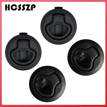 

4 Pcs 2" Plastic Flush Pull Slam Latches Set(2 with lock+2 no lock )Round Deck Lock Hasp Lift Ring Handle Yacht Accessories
