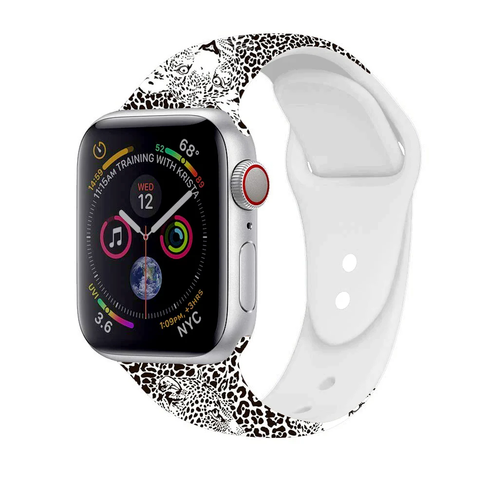 40mm 44mm Silicone Christmas Band For Apple watch 5 4 3 2 1 Bands Floral Printed Strap for iWatch Series 5 4 3 2 38mm 42mm Gifts