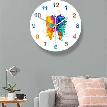 

Watercolour Clock Wall Modern 3D Painted Teeth Gum Element Horloges Saat for Medical Dental Dentist Decoration Home Special Gift