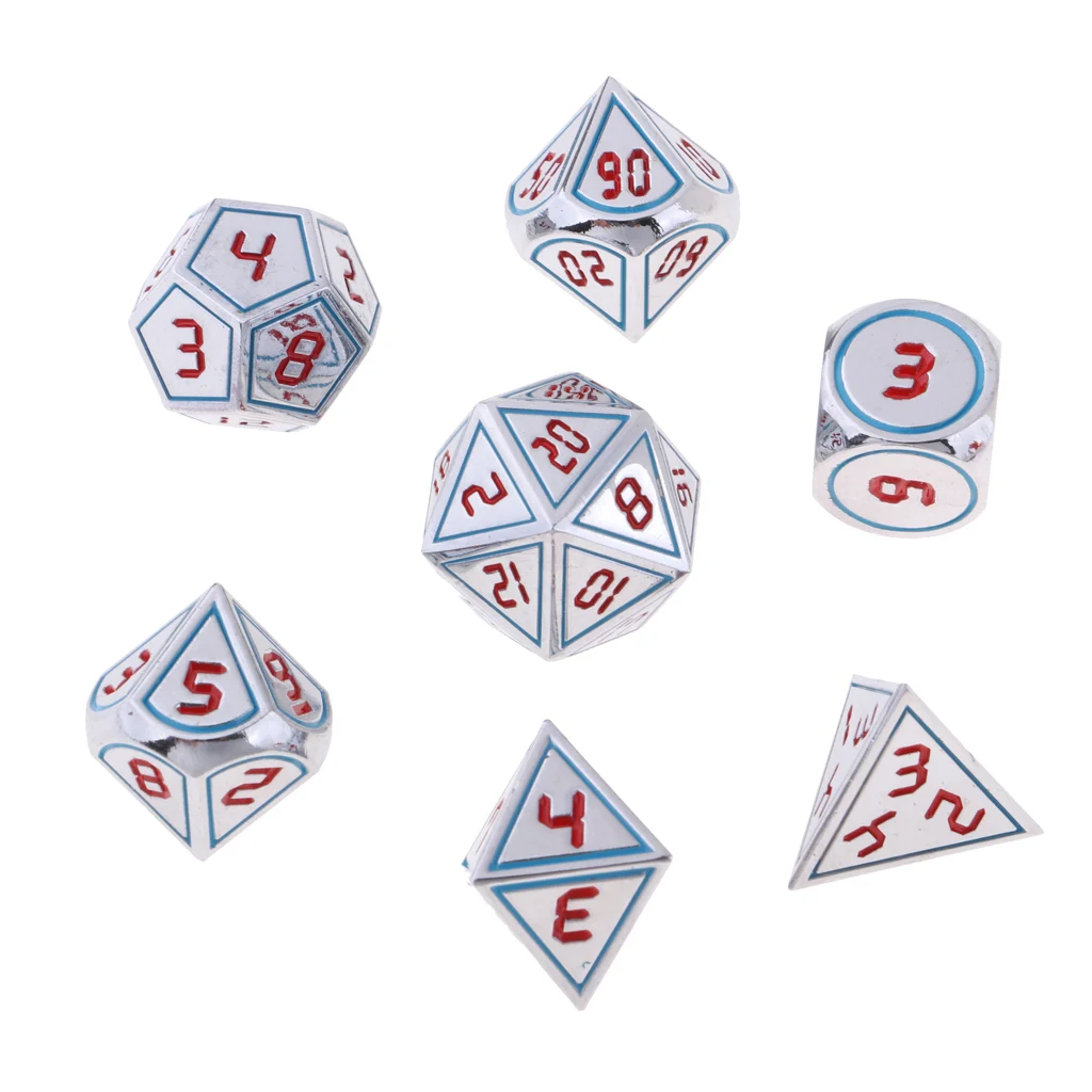 7pcs Mulit-sided Dice Polyhedral Dices Set D4 D6 D8 D10 D12 D20 for D&D RPG Role Playing Board Game Accessories