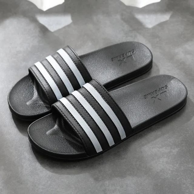 Summer Women  Outdoor Bathroom Shoes Platform Men Slippers Beach Flip Flops Slide Sandals Non-Slip Soft Sole Couple Ladies Home black