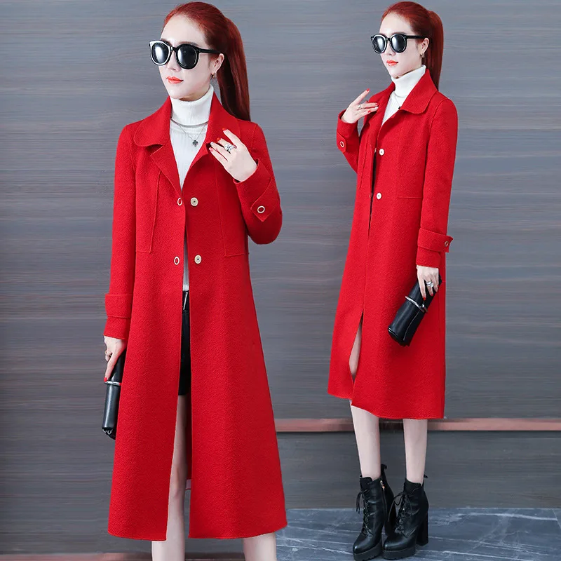 

2019 Autumn And Winter New Style Trench Coat Women's Fashion Casual Western Style Slimming Elegant Mid-length Polp Collar Coat