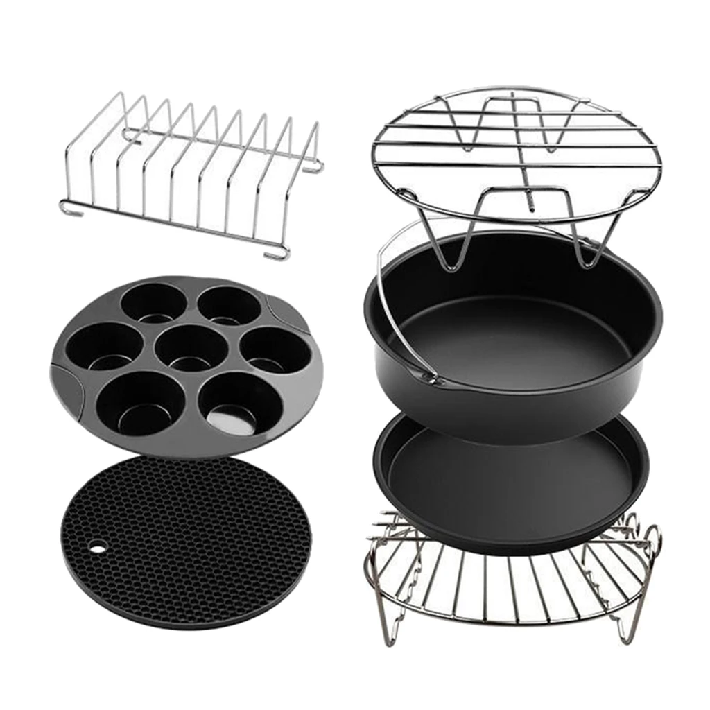 Air Fryer Accessories for COSORI and Other Square AirFryers, 5.5L with 8  Inch Cake Barrel, Pizza Pan, Skewer Rack - AliExpress