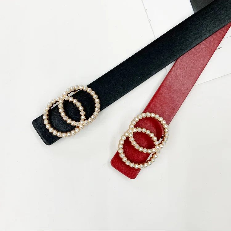 Кожаный ремень женский пояс роскошные черные красные пояса для джинсовых платьев женские жемчужные шипованные пряжки для девушек Дамская мода декоративные