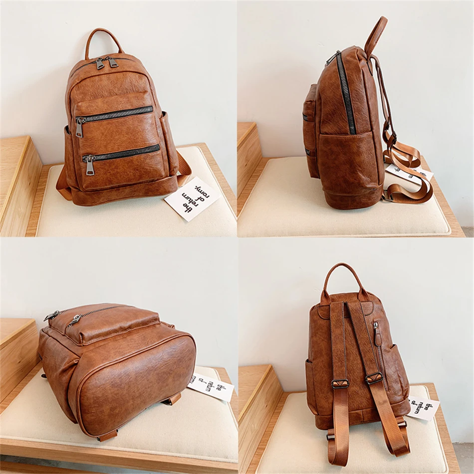 Sac A Dos, винтажный рюкзак, женский, мягкий, из искусственной кожи, рюкзаки для девочек-подростков, Mochila Feminina, рюкзак для путешествий