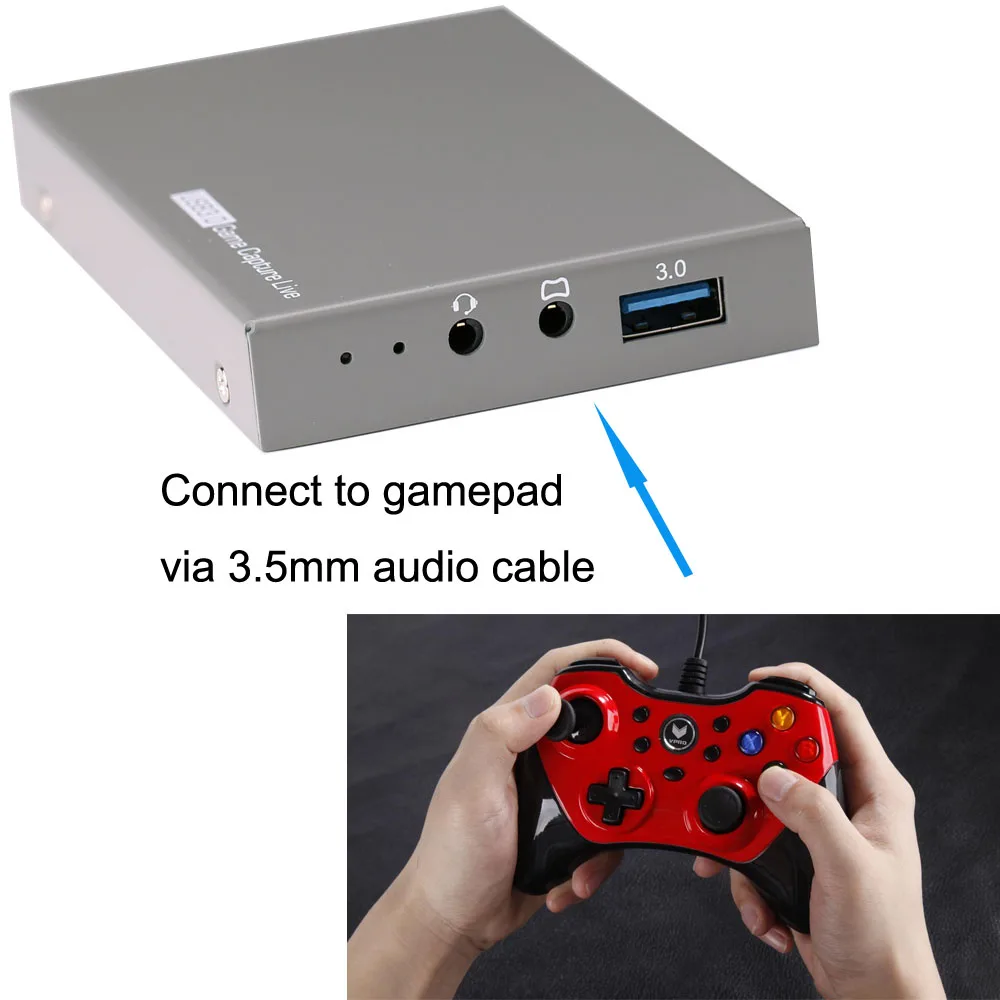 4K 60fps HDMI 2,0 Bypass видео карта захвата USB 3,0 игра HD потоковая трансляция в прямом эфире записи коробка w/MIC 3,5 мм геймпад аудио вход