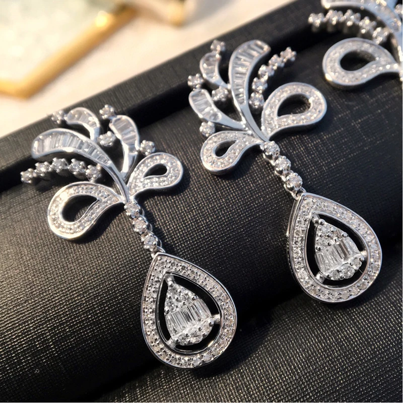 Hf8a5e77626ea4f4a9127f498cc1c08d1a Aazuo Fine Jewelry 18K White Gold Real Diamonds1.2ct Luxury Water Drop Earrings Gift For Women Engagement Party Pure 18k Lock