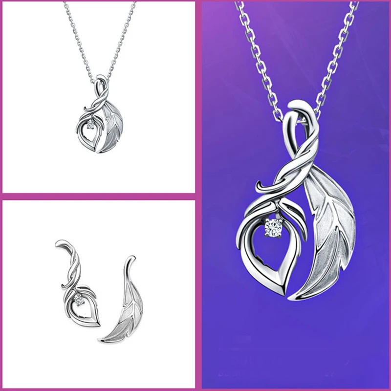 LOL League Game Rakan And Xayah Necklace Pendant 925 Sterling Silver Sweater Women Cosplay Jewelry Couple Lovers Gifts | Украшения и