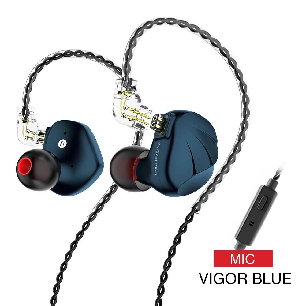 TRN VX 6BA + 1DD Гибридный Металлический в ухо монитор наушники HIFI спортивные головной