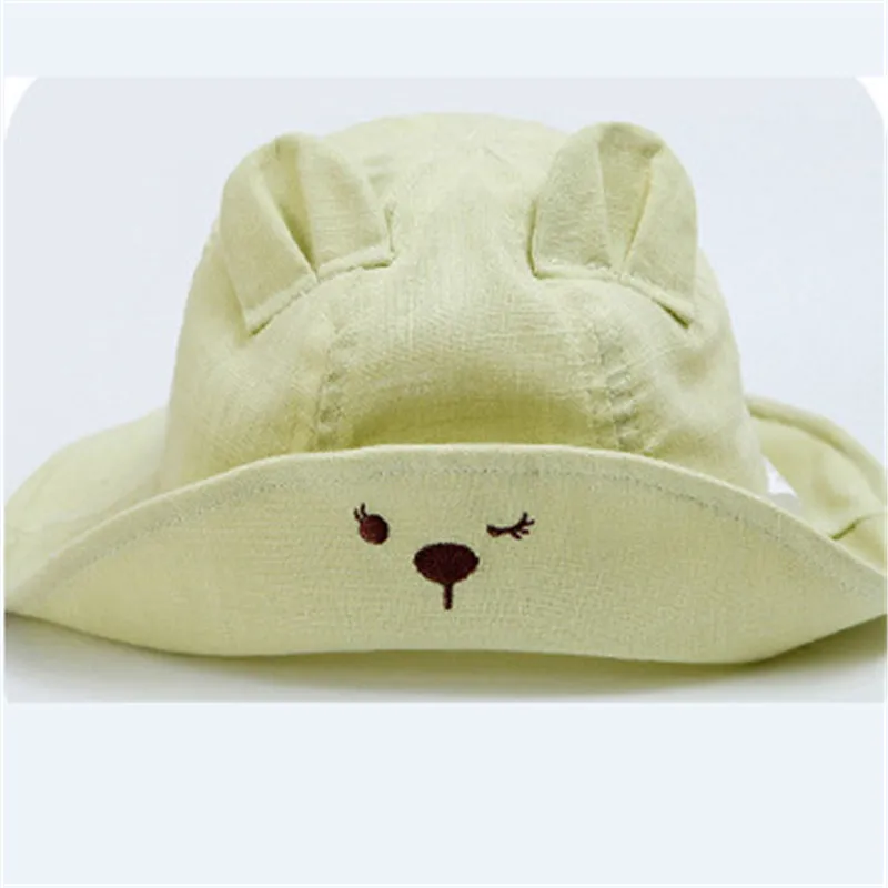 Милые детские шапки маленький медведь смешная вышивка шляпы с полями для девочек летние уличные шляпы для мальчиков детей хип-хоп ведро шляпы