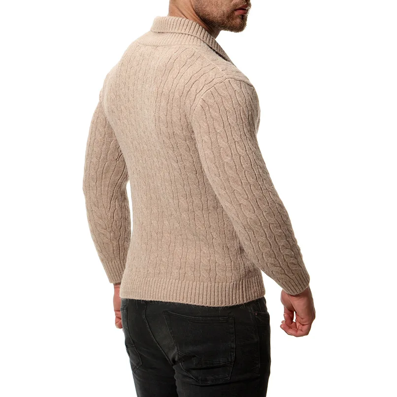 Beste Slanke mannen Trui Gebreide Lange Effen Kleur Reguliere Truien voor Man