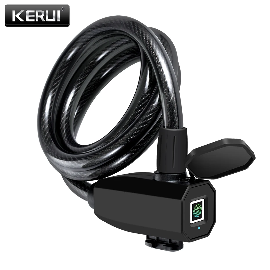 KERUI-cerradura de acero inoxidable con huella dactilar para puerta de bicicleta de montaña, antirrobo, resistente al agua, cerradura integrada con huella dactilar