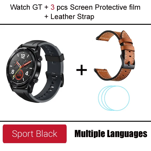 Black add strap Huawei Watch GT Смарт часы Поддержка gps 14 дней Срок службы батареи 5 атм водонепроницаемый телефонный Звонок трекер сердечного ритма для Android iOS - Цвет: Black add strap