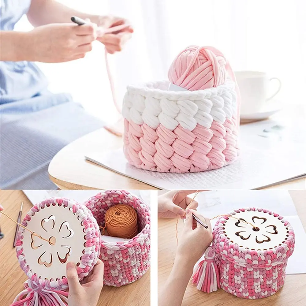 2Pcs/Set 14cm Natural Wooden Basket Bottom Crochet Basket Base for DIY Craft Bag Making Basket Weaving Supplies