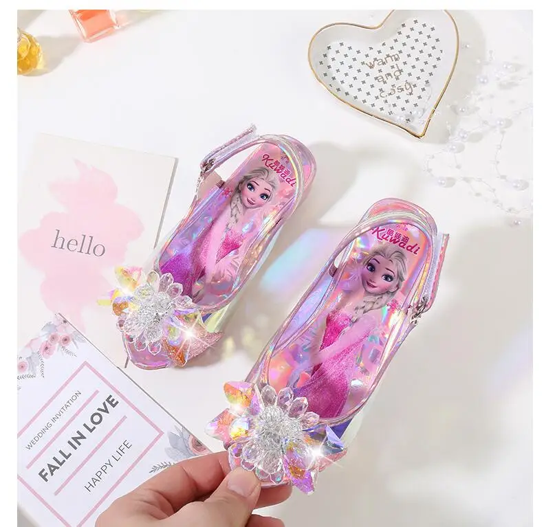 Girls Party Shoes Princess Sandals Leather Glitter Crystals Rhinestones Knot Kids Shoes Elsa Sandals Children Christmas gift