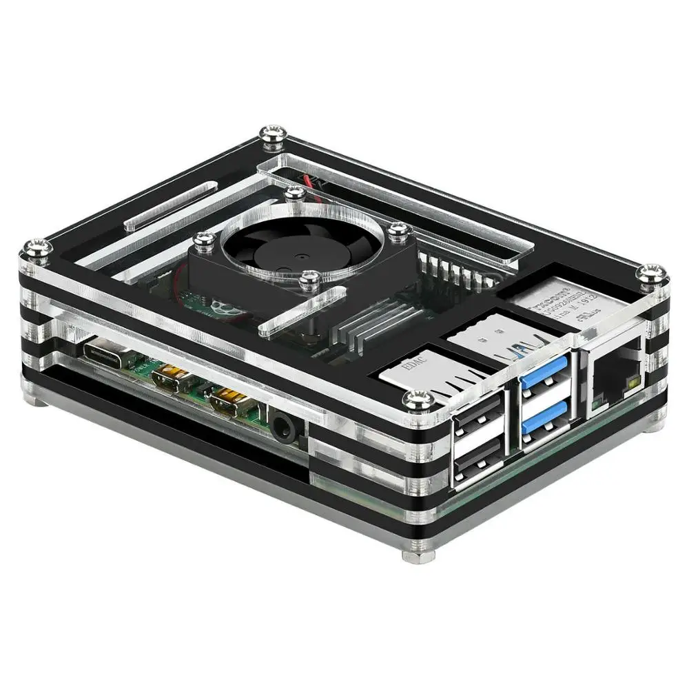 Чехол для охлаждающего вентилятора Raspberry Pi акриловый чехол с охлаждающими вентиляторные радиаторы для Raspberry Pi 4