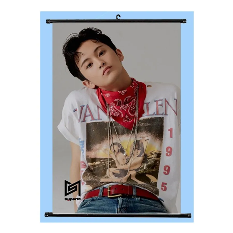 Kpop SuperM jpping Members повесить плакат десять Лукас мини стены прокрутки изображение Baekhyun Kai домашний декоративный вентилятор подарок - Цвет: 18