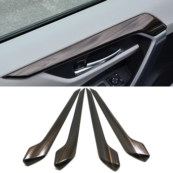 

ABS Plastic Wood Grain Inner Door Handle Bowl Stripe Cover 4pcs for Toyota RAV4 XA50 2019 2020