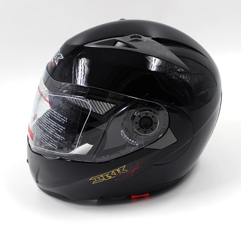 IBK мотоциклетные шлемы Электрический велосипед Casco шлем унисекс полное лицо анти-УФ Открытый лицо двойной объектив четыре сезона шлем - Цвет: black