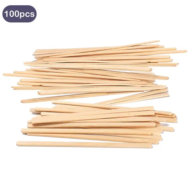 Behogar 100PCS Wooden Coffee Tea Ice Cream Popsicle Lolly Sticks