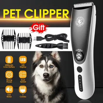 

100-240V 2 Speed Pets Hair Cutter LCD Power Display Low Noise Rechargeable Electric Clipper Pet Cat Dog Trimmer Pet Grooming Kit