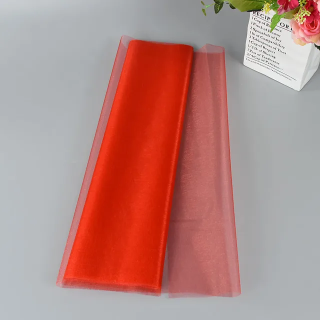 5/10m Wedding Decoration Tulle Roll Crystal Organza Sheer Fabric For Birthday Party Backdrop Wedding Chair Sashes Decor Yarn Red