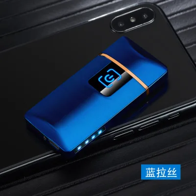 Blue Новая usb зарядка Зажигалка сенсорный экран электронные зажигалки маленький перезаряжаемый Электрический ветрозащитный мужской подарок - Цвет: Blue