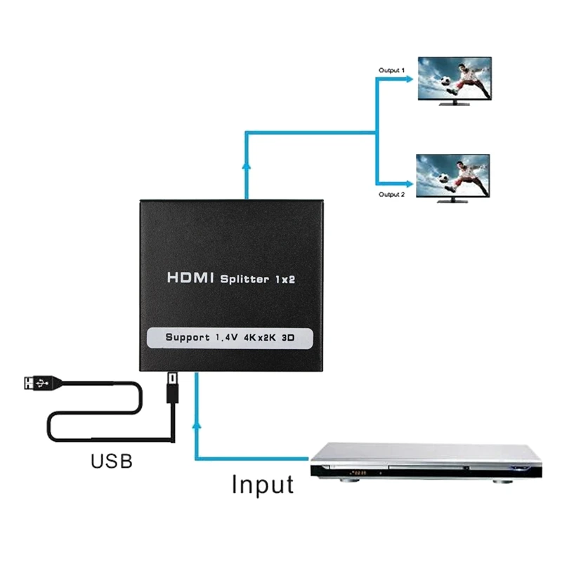 Full HD HDMI сплиттер 1 в 2 из ретранслятор усилитель 3D 1080P 4K коробка переключателя 1X2
