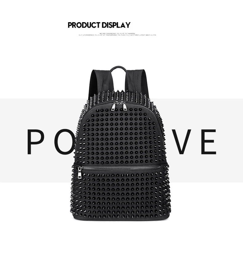 Fashion Female Women Backpacks Rivet Black Soft Washed Leather Bag Schoolbags Girls Punk Bags Travel Zipper Drop Ship - Hf8a6fd92b2294afd90e6e6bfedb2db88c 
