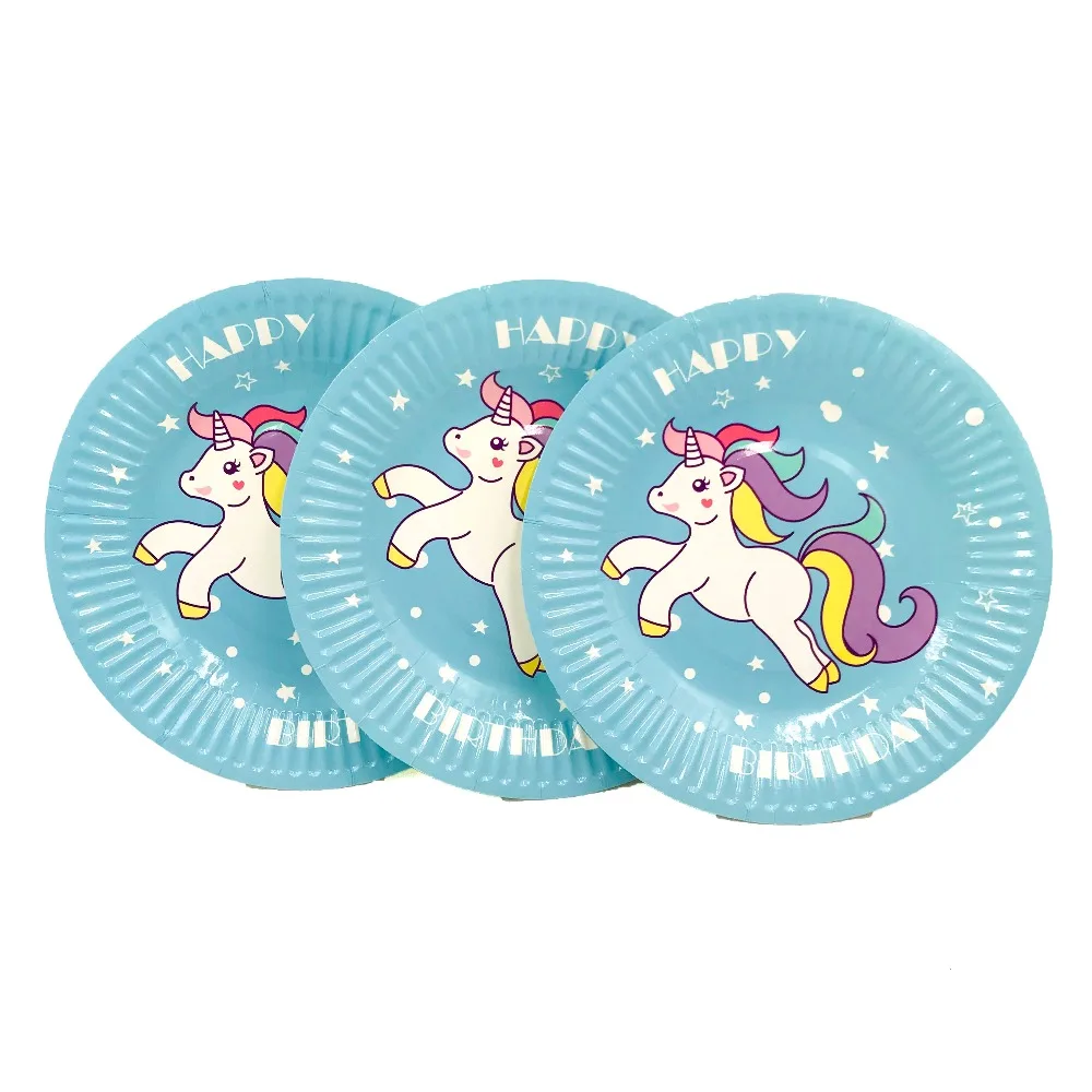 

10pcs/set 7inch Unicorn Plate Children Party Supplies Theme Kids Funny Hot Birthday Unicorn For Kids Birthday Party Decoration
