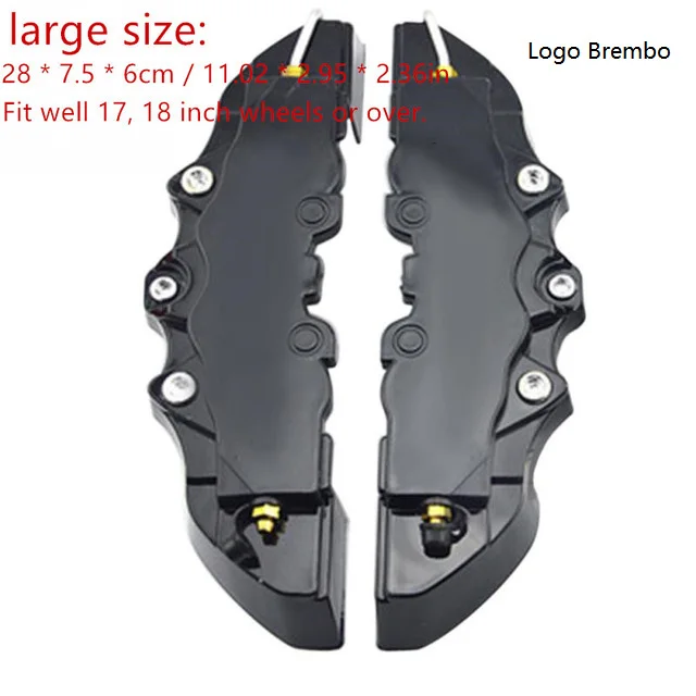 Black 2pcs L 4 шт/2 шт тормозной суппорт крышки высокого качества ABS пластик грузовик 3D Красный полезный автомобиль Универсальный диск передний задний авто Универсальный комплект - Цвет: Black 2pcs L