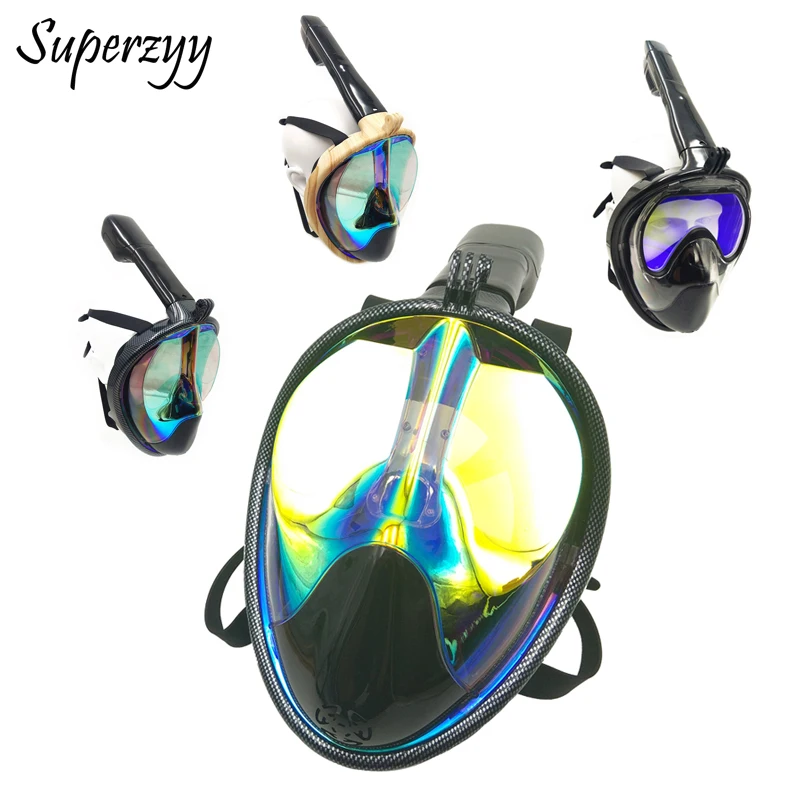 

Diving Mask Carbon fiber plating Full Face Anti-fog mask Snorkeling adult Anti-skid Underwater mask scucba diving mask on sale