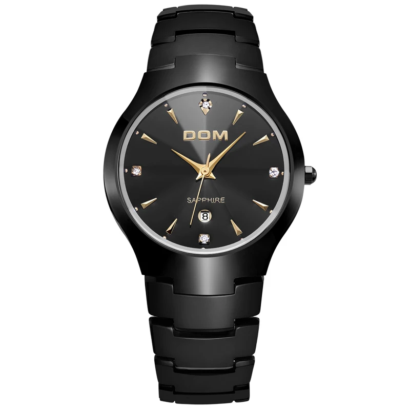 W 698GK 1M DOM часы мужские из вольфрамовой стали Роскошные Лидирующий бренд наручные 30 м водонепроницаемые деловые сапфировые зеркальные кварцевые часы модные W-698-1M - Цвет: W 698GK 1M