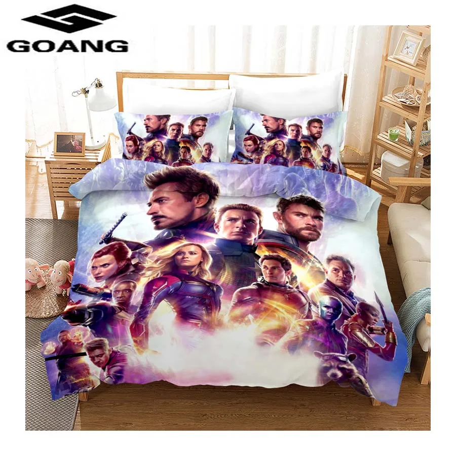 GOANG kids bedding sets 3D Digital Printing Spider Man bedding cartoon Duvet Cover Sets and pillowcase home textiles - Цвет: Черный