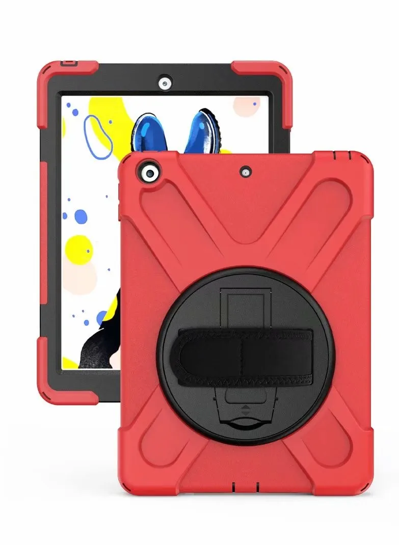 red Для iPad 7-го поколения 10,2 дюймов A2200 A2198 A2232 чехол высокого качества вращающийся на 360 градусов противоударный жесткий чехол из ПК и силикона+ ручка - Цвет: red