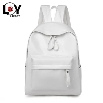 

Solid Color Pu Leather Double Zipper Luxury Backpack High Capacity Waterproof Backpacks For School Teen Fashion Travel Backpack