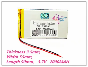 

355590 3.7V 2000MAH 375491 Polymer Li-ion Battery For Bluetooth Notebook Tablet PC iPAQ E-Book Power Bank PDA Portable DVD GPS