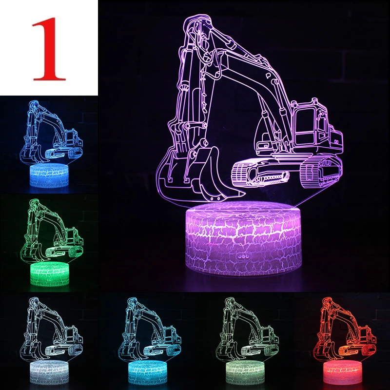 Светодиодный сенсорный светильник светодиодный 3D ночной Светильник детский ночной Светильник СВЕТОДИОДНЫЙ Автомобильный ночной Светильник СВЕТОДИОДНЫЙ Домашний Светильник для мальчиков Подарки D30 - Испускаемый цвет: 1 Excavator