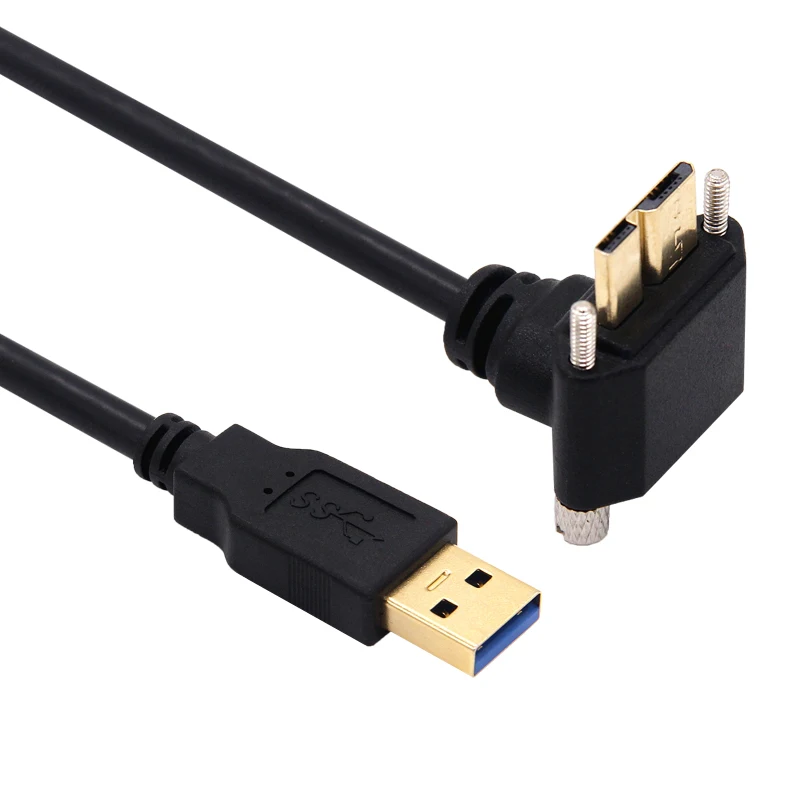 USB Charging Cable USB 3.0 Male to USB3.0 Micro/B Male 90 Degree Angled Lock Screws Mount 0.3m/1m/1.8m/3m