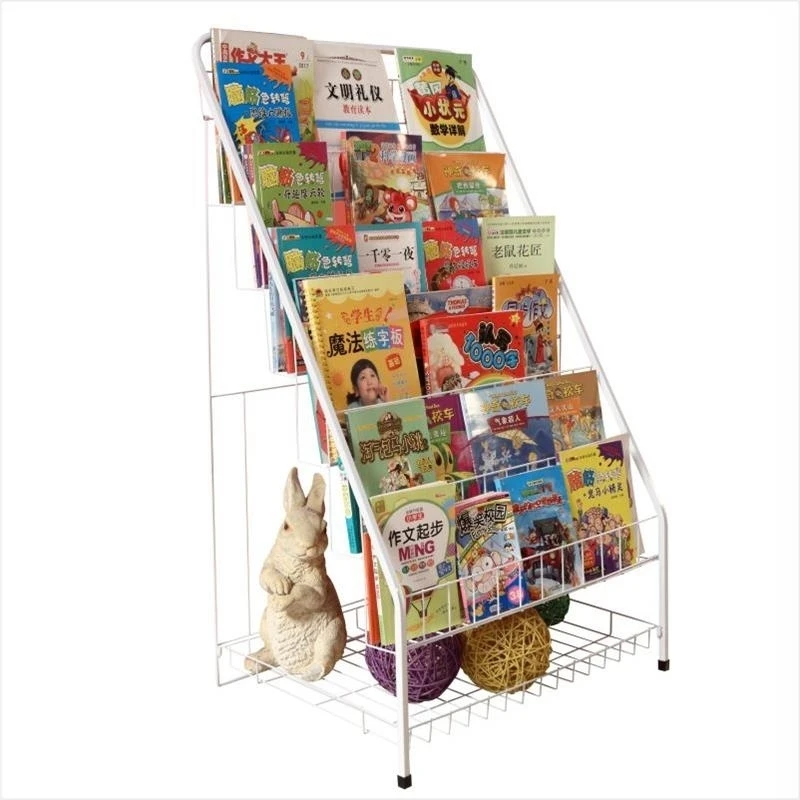 

Children's bookshelf wrought iron bookcase information magazine rack six-story floor newspaper storage picture book