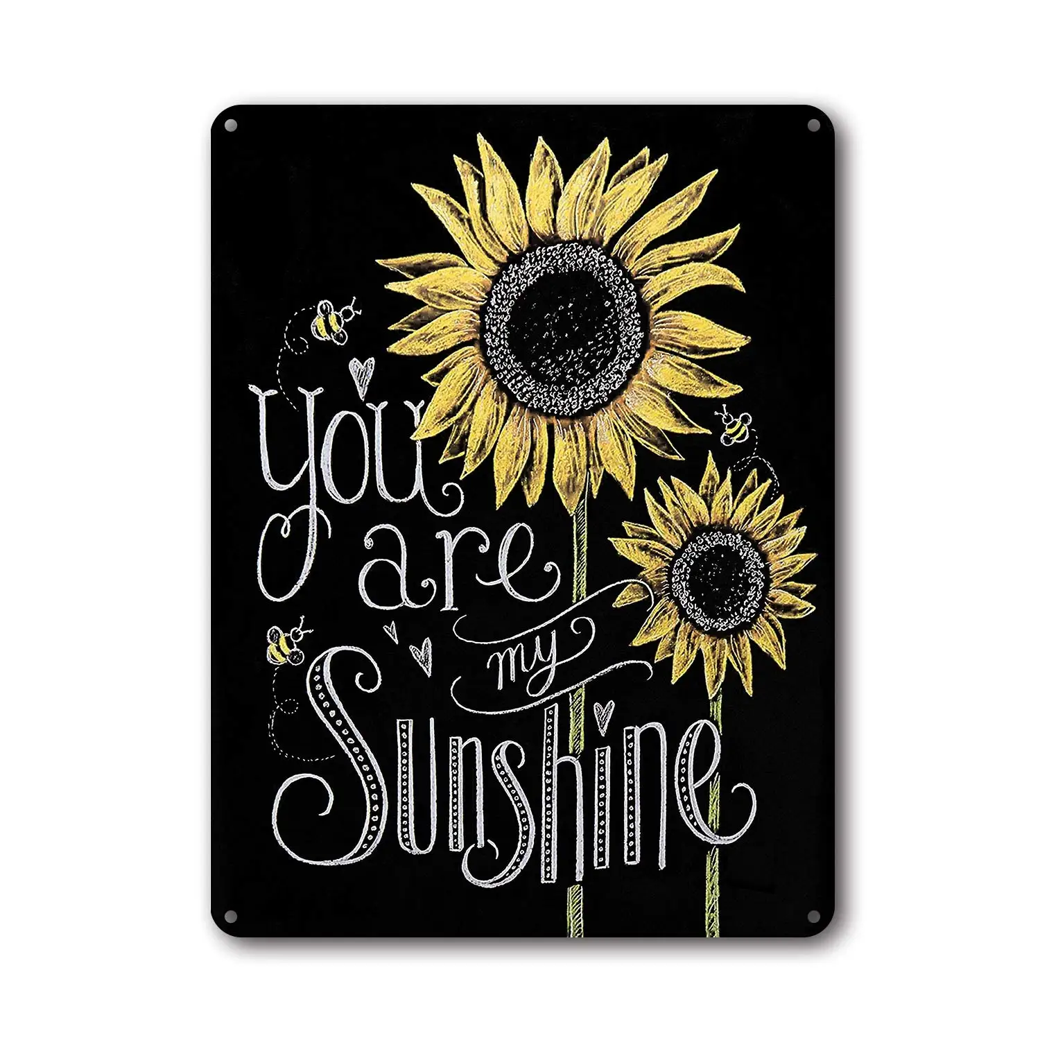 Vintage Two Sunflower Retro Tin Signs You are My Sunshine Farmhouse