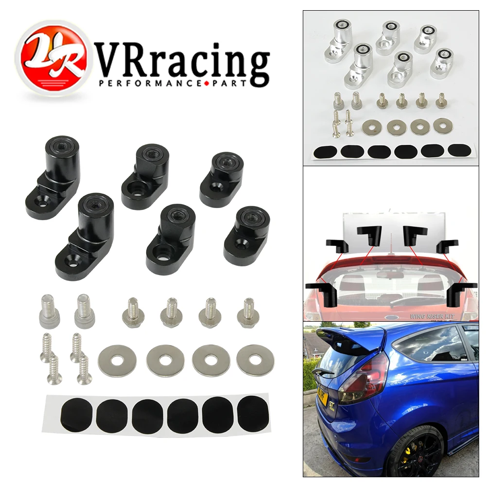 VR - For 14-on Ford Fiesta ST Billet T-6061 Anodized Aluminum Bolt-on Rear Wing Spoiler Hatch Riser Lift Extension VR-WSR02