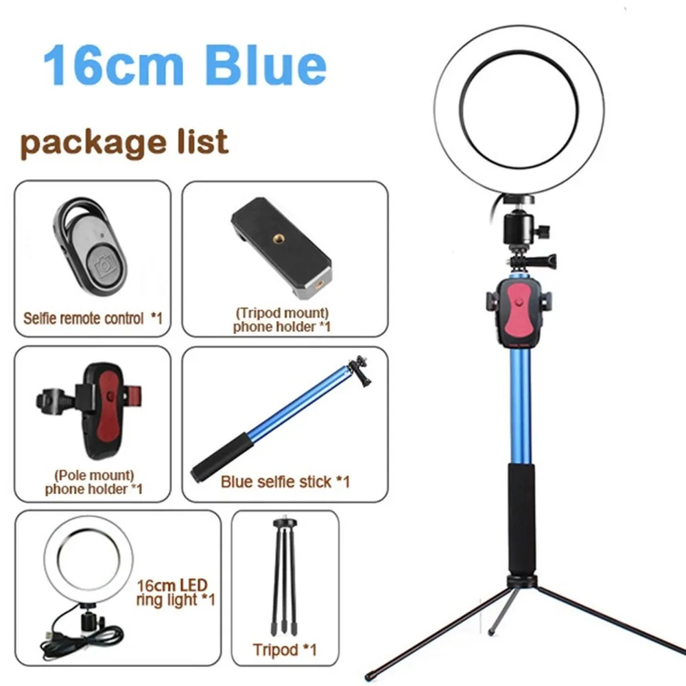 

16/20/26cm Ring Light Floor Phone Holder Photo Studio with Beauty Ring Light Photography Dimmable Holder For Selfie Live Show